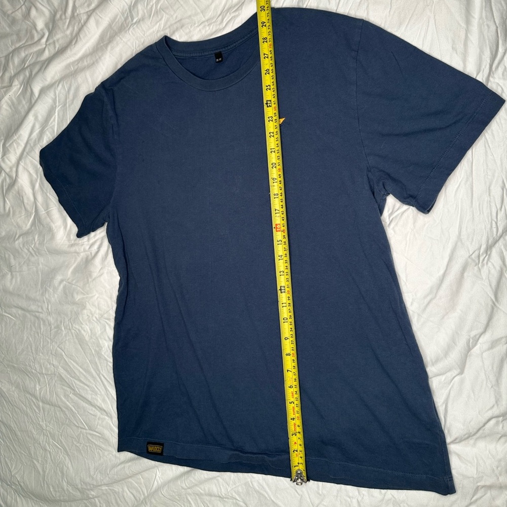 Wuxly XL Organic Cotton T-Shirt Made in Canada Origami Bird Logo Navy Blue - Picture 11 of 14